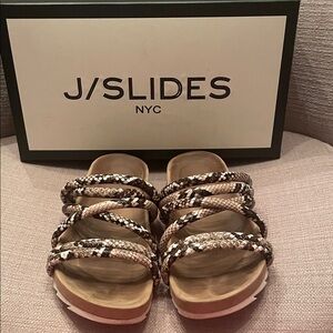 J Slides Snakeskin Multi-Color Sandals